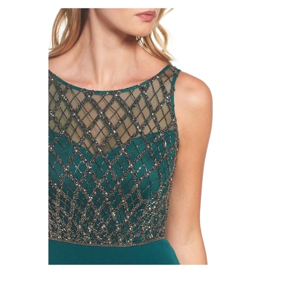 NWT! Adrianna Papell Beaded Bodice Column Gown‎ Hunter [ SZ 2 ] - Picture 4 of 8